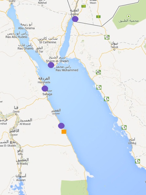 Map of the Red Sea With Places I have Visited